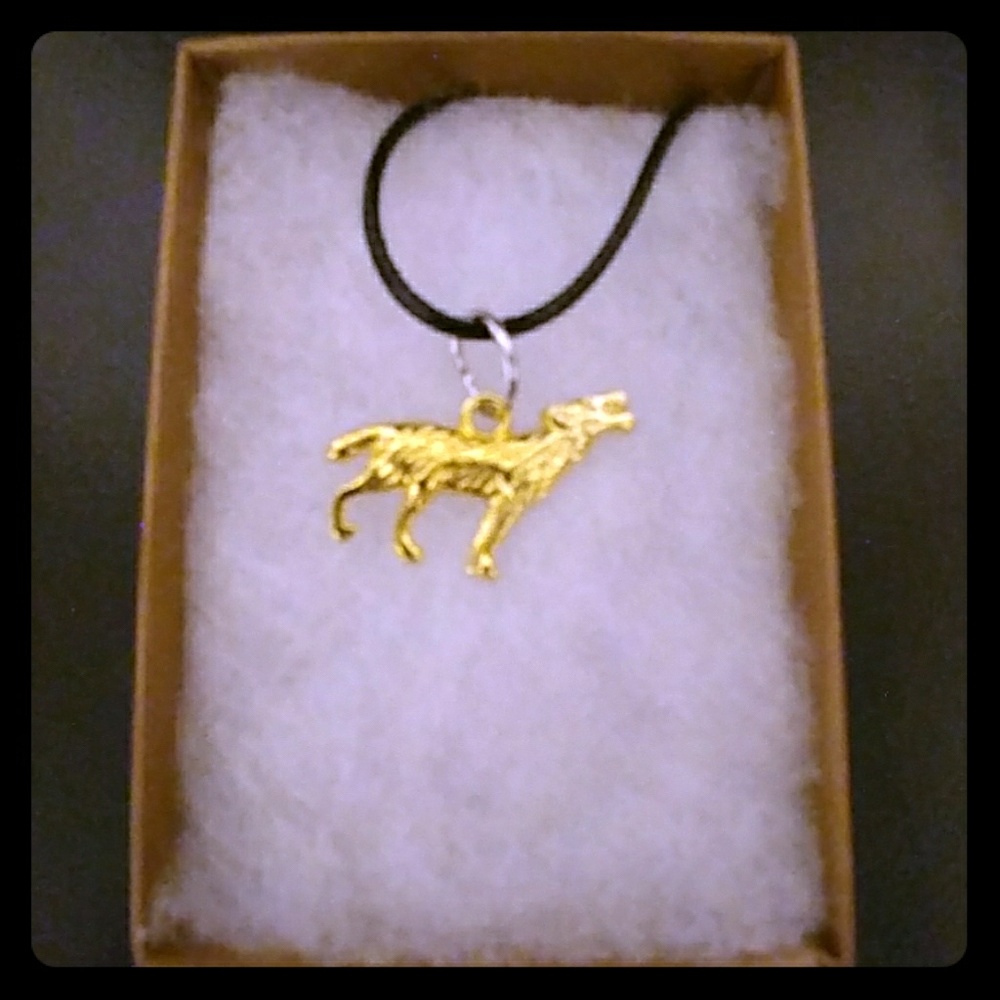 Gold Howling Wolf Necklace